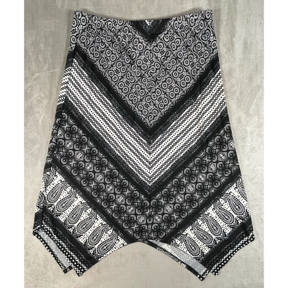NY Collection Dresses & Skirts - NY Collection Skirt Women PXL Black White Handkerchief Hem Paisley Boho